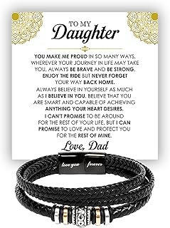 To My Daughter 팔찌, 딸을 위한 브레이드 팔찌 선물 세트, 진심 어린 메시지와 우아한 상자, 생일, 졸업식, 크리스마스 딸을 위한 주얼리 선물