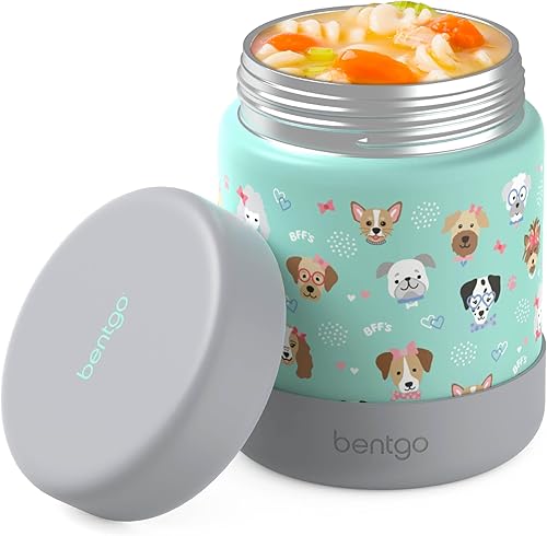 Bentgo Kids - Tarro de comida de acero inoxidable de 11oz, contenedor de alimentos a prueba de fugas, doble aislamiento para alimentos calientes o
