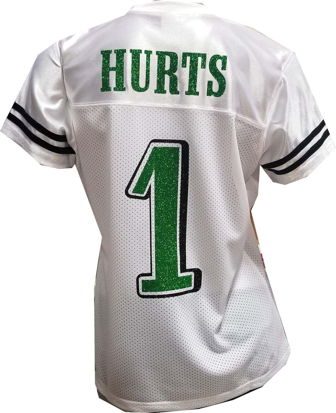 Custom Womens Blinged Football White Mesh Jersey Jalen Hurts Size X-Large XL