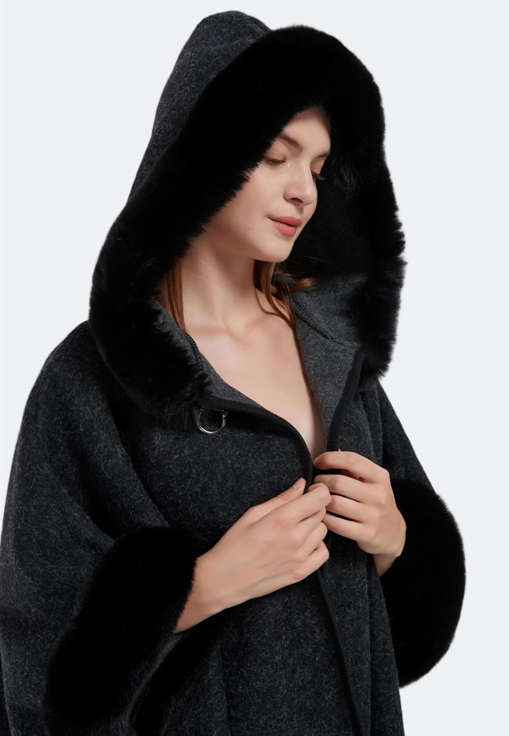 Women's Cardigan Shawl Cape Cloak Winter Warm Hoodie Cardigan Coat