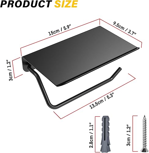 Miniatura 3 de Soporte de papel higiénico con estante para teléfono, accesorios de baño, dispensador de rollo de pañuelos para almacenamiento montado en la pared