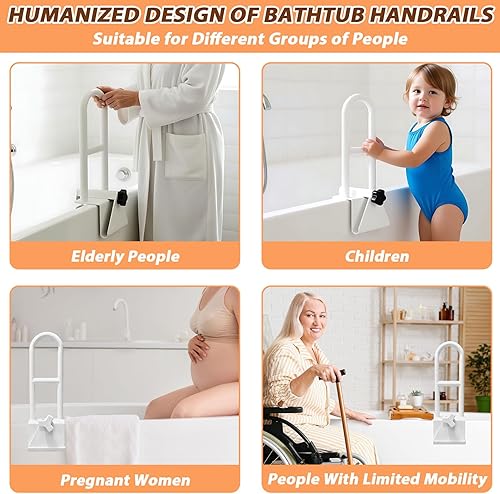 Miniatura 5 de Barandilla de seguridad para bañera, barra de agarre para bañera blanca, barra de agarre ajustable para ducha y baño, barra de agarre para baño y