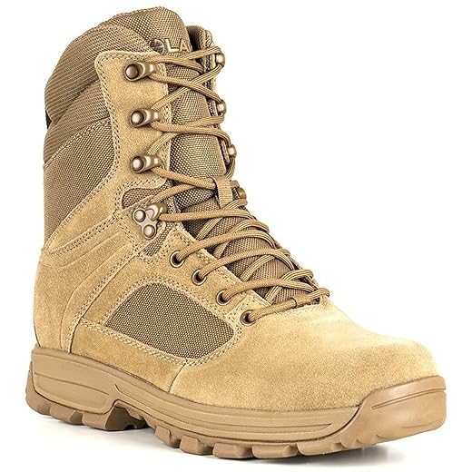 'LAPG Sector 8'' Men's Side-Zip Duty Boots, Durable Tactical Uniform Footwear for Men, Coyote'
