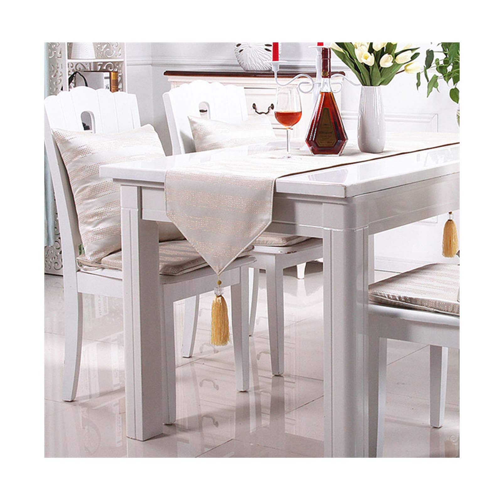 KnBoB Baumwolle Beige Modern mit Quasten Tischläufer für Esszimmer Party Urlaub Dekoration Größe 35x200CM