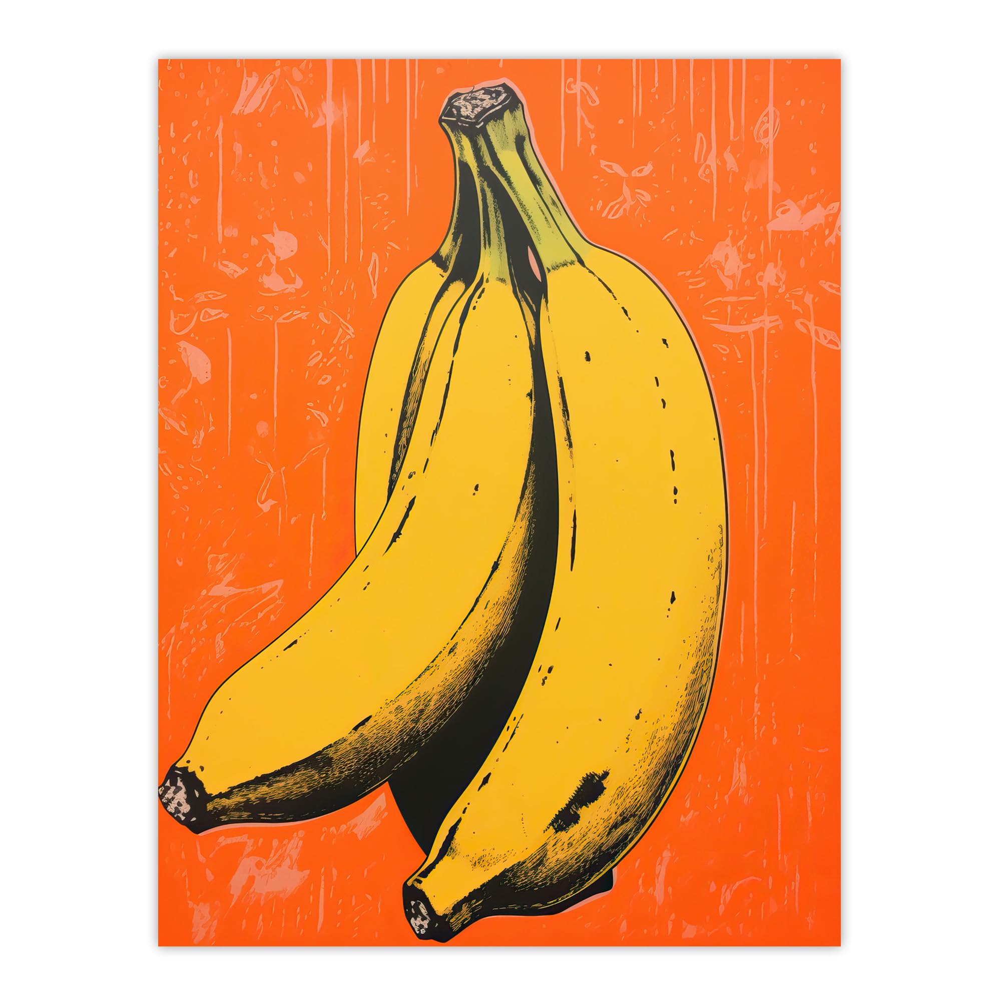 Artery8 Banana On Orange Minimalist Interior Decor Kitchen Artwork Extra Large XL Wall Art Poster Print