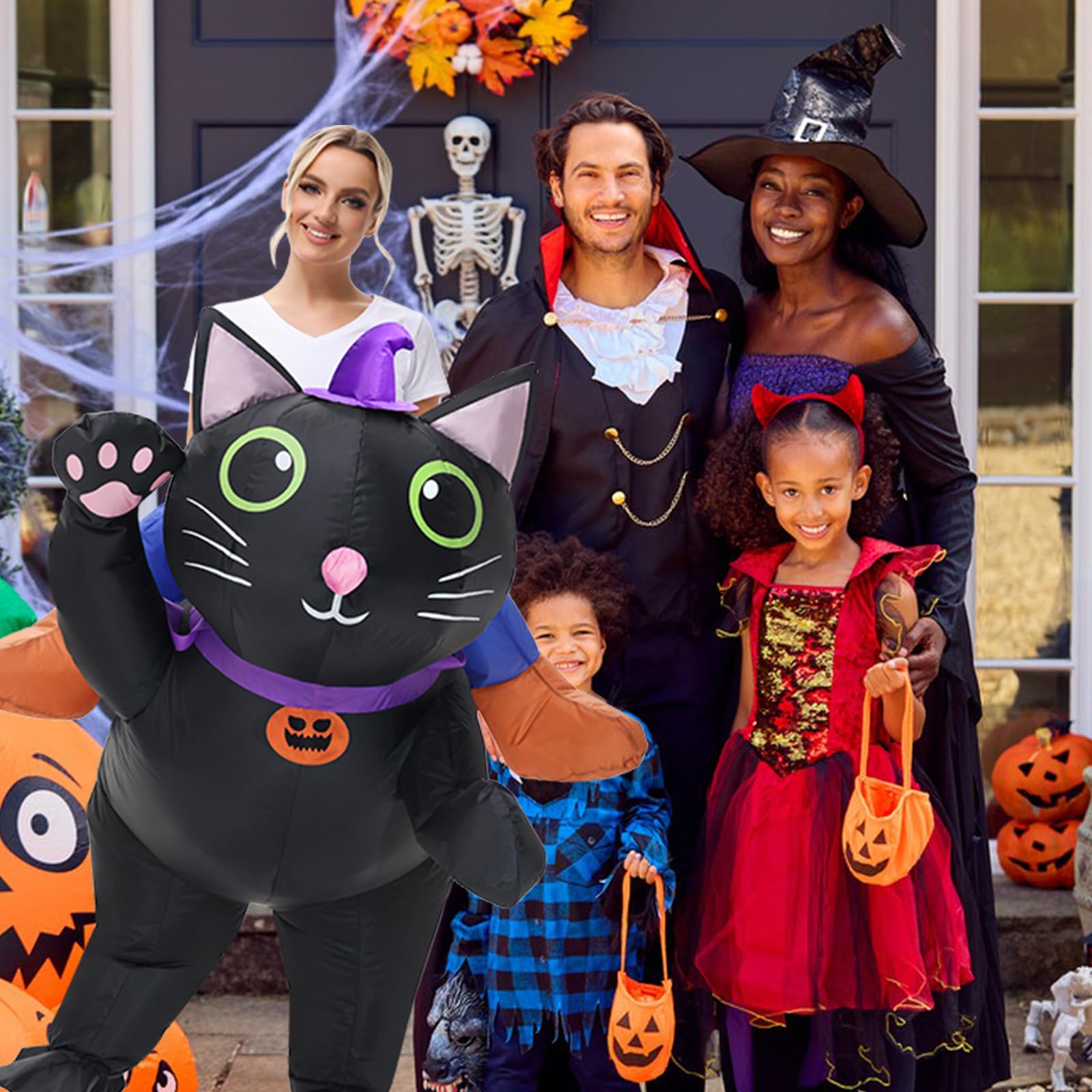 Poptrend Nadmuchiwany kostium kota dla dorosłych i dzieci, kostiumy na Halloween, dla mężczyzn i kobiet, do jazdy po nadmuchaniu, zabawny fantazyjny kostium, kostiumy imprezowe