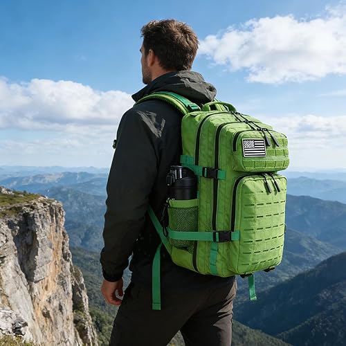 Miniatura 6 de Mochila táctica militar 45L/25L Paquete de asalto de 3 días Molle Daypack Mochila de senderismo para hombres y mujeres, Verde, 45 L, Mochilas de