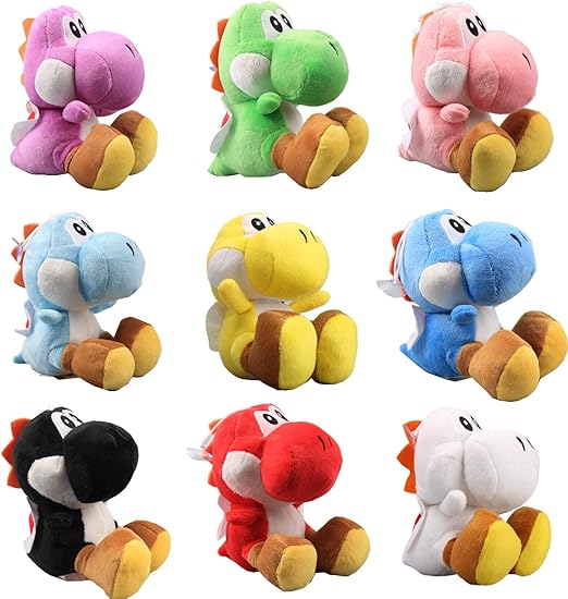 uiuoutoy Set of 9 Yoshi Plush Toys 6" Green Yoshi, Red Yoshi, White