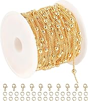 Vista 10 de Cadena Cubana de Bordillo de 32.8 Pies para Hacer Joyas, Rollo de Cadena de Latón Chapado en Oro de 18K con Anillos de Salto Abiertos y Cierres