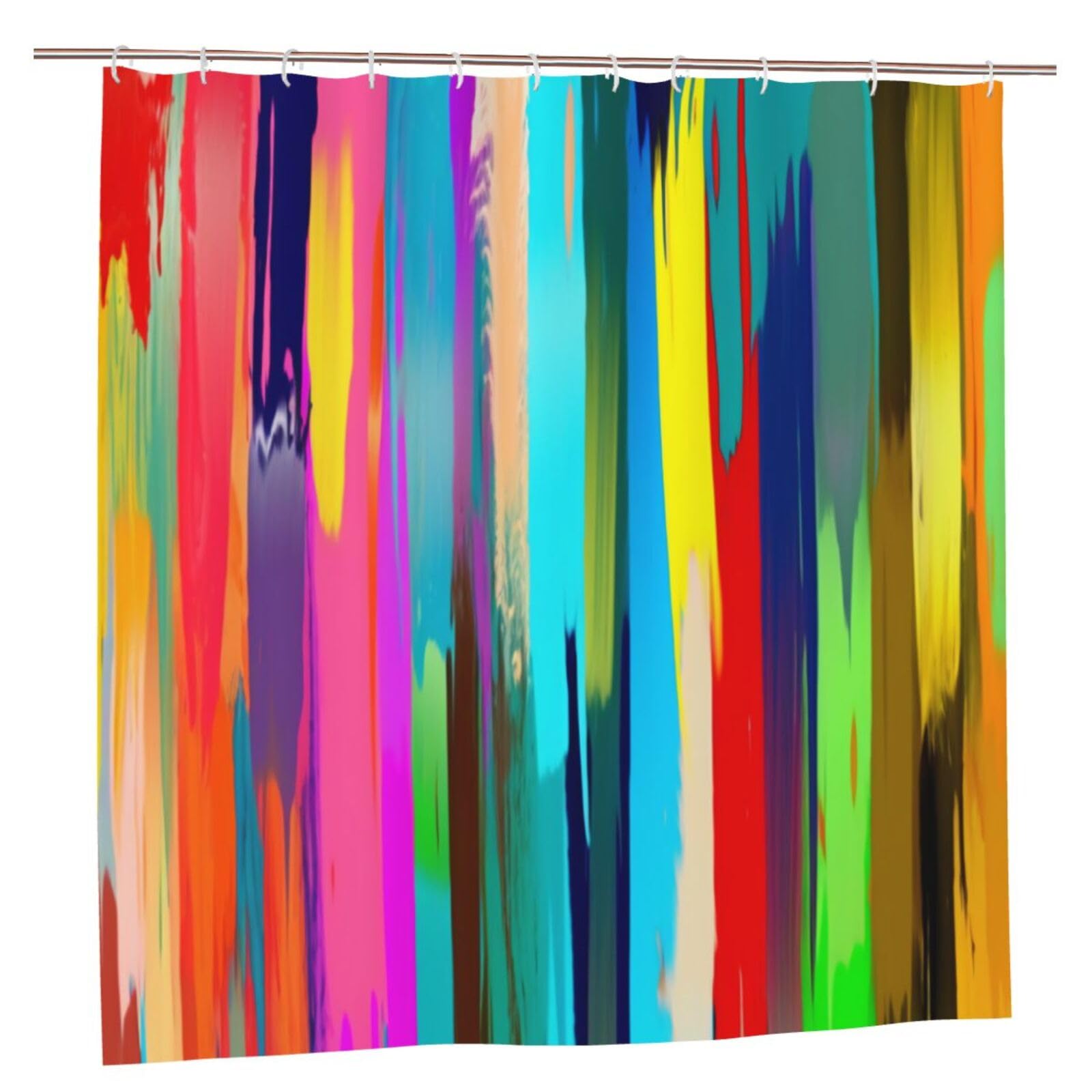 BWWHCCTI Rainbow Color Printed Shower Curtain With 12 Plastic Hooks Opaque Quick Drying Waterproof Shower Curtains Sets For Bathroom 183x183 CM