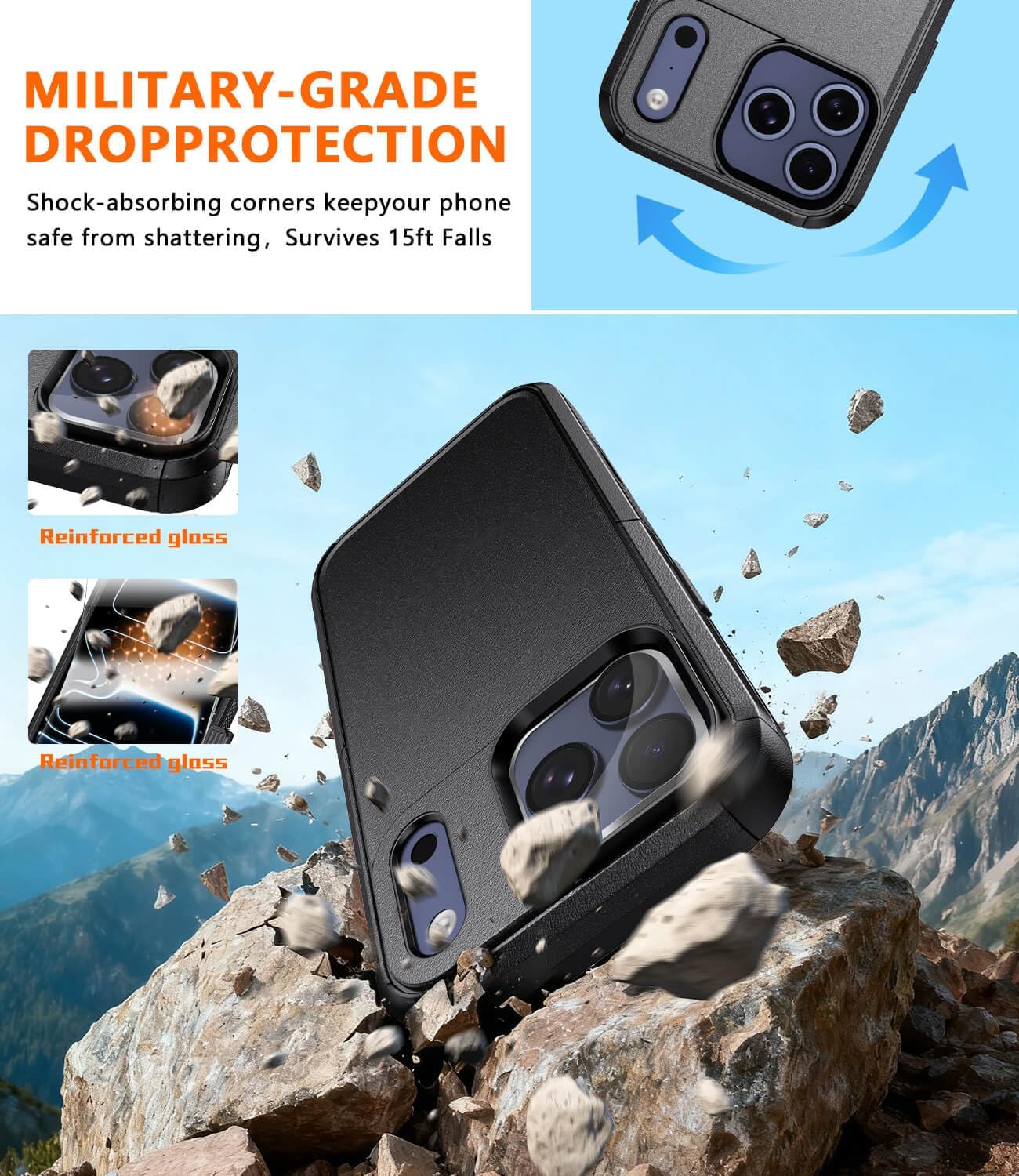 for iPhone 17 Pro Max Case: Phone Case with Belt Clip Holster with Screen Protector & Lens Guard (Compatible with Magsafe) Tri-Layer (Shockproof) Cover for Apple 17 Pro Max 6.9" (Black) - Image 5