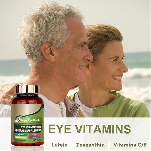 Miniatura 5 de Suplemento de vitaminas y minerales para ojos con luteína, apoya la fatiga ocular, suplemento de vitaminas oculares de luteína para ojos secos,