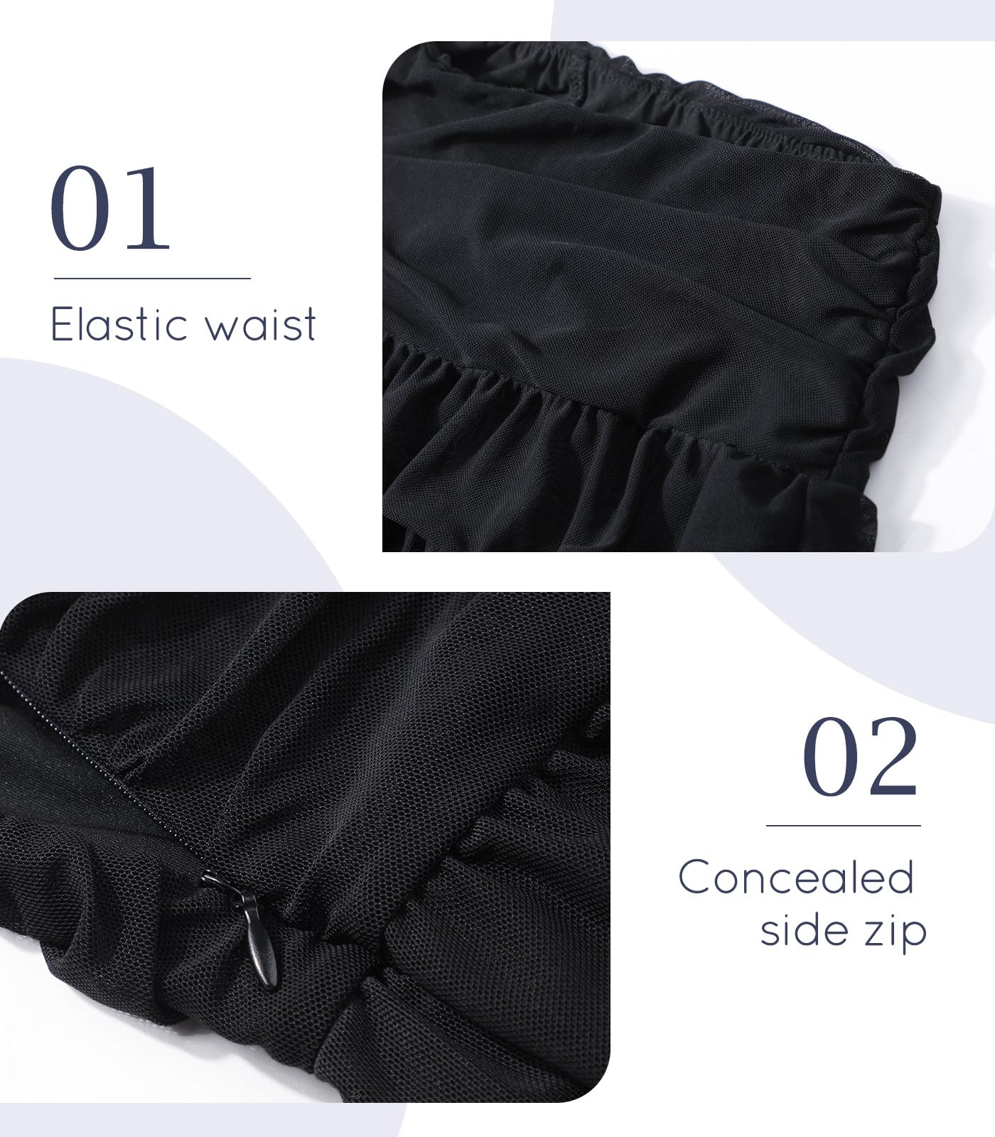 Mini Falda de Mujer Cintura Elástica Tul Capas con Pantalón Corto