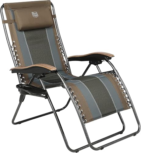 Timber Ridge Oversized Zero Gravity Chair, 72 Inch Padded Recliner with Adjustable Headrest, Side Tray, 350 lbs Capacity