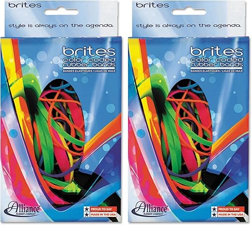 Alliance 07706 Brites Pic-Pac - Bandas de goma, azul/naranja/amarillo/lima/morado/rosa, caja de 1-1/2 onzas (paquete de 2)
