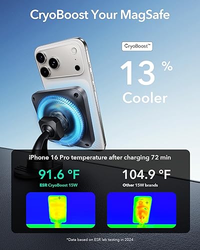 Miniatura 4 de ESR para Cargador de Coche MagSafe de 15W con CryoBoost, Cargador de Coche MagSafe con Enfriamiento de Teléfono, Carga Inalámbrica para Ranura de