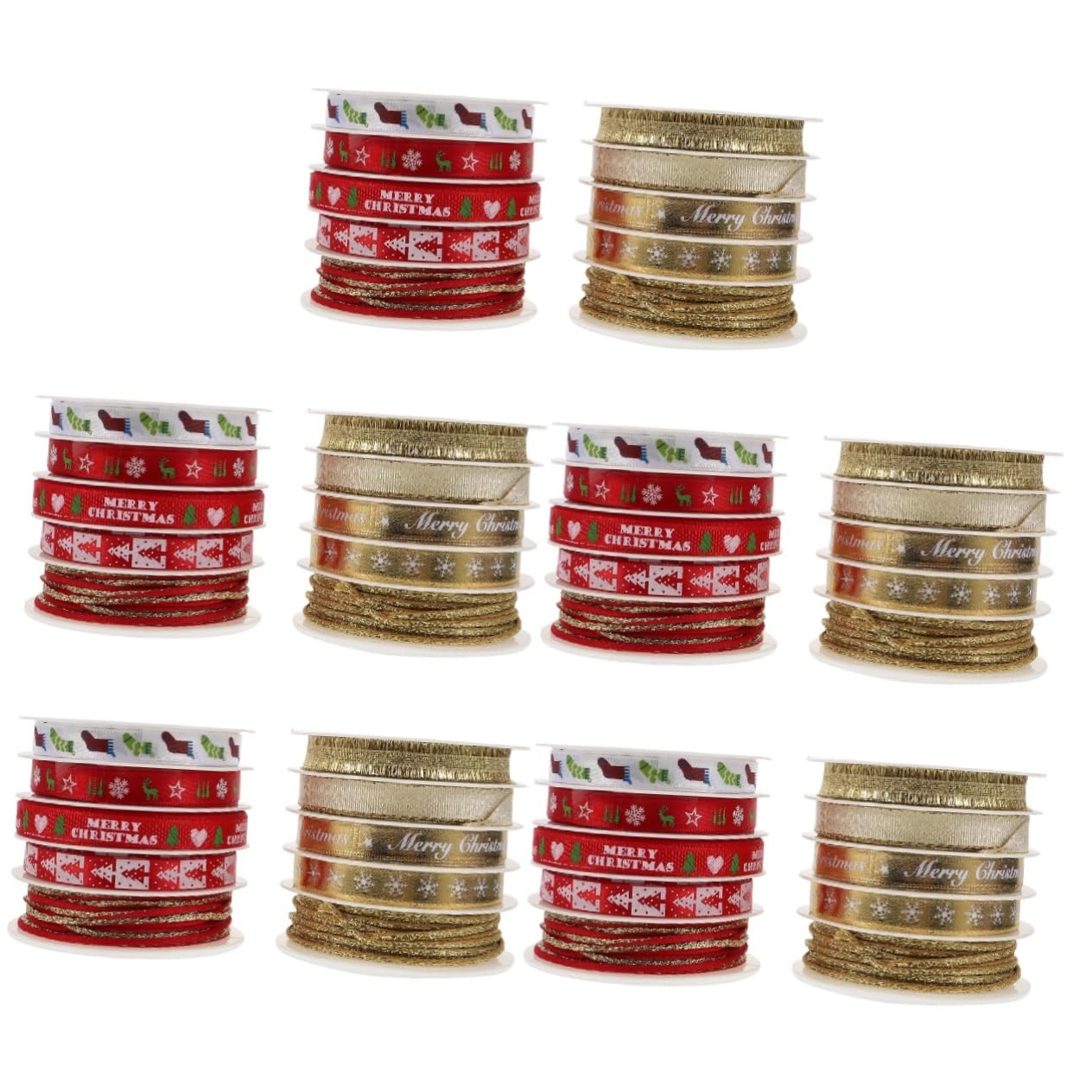 Lurrose 10sätze Weihnachtsmotiv Geschenkbänder Dekorative Ribbons Für Verpackungen Rot Und Gold Für Festliche Anlässe Und Kreative Bastelprojekte