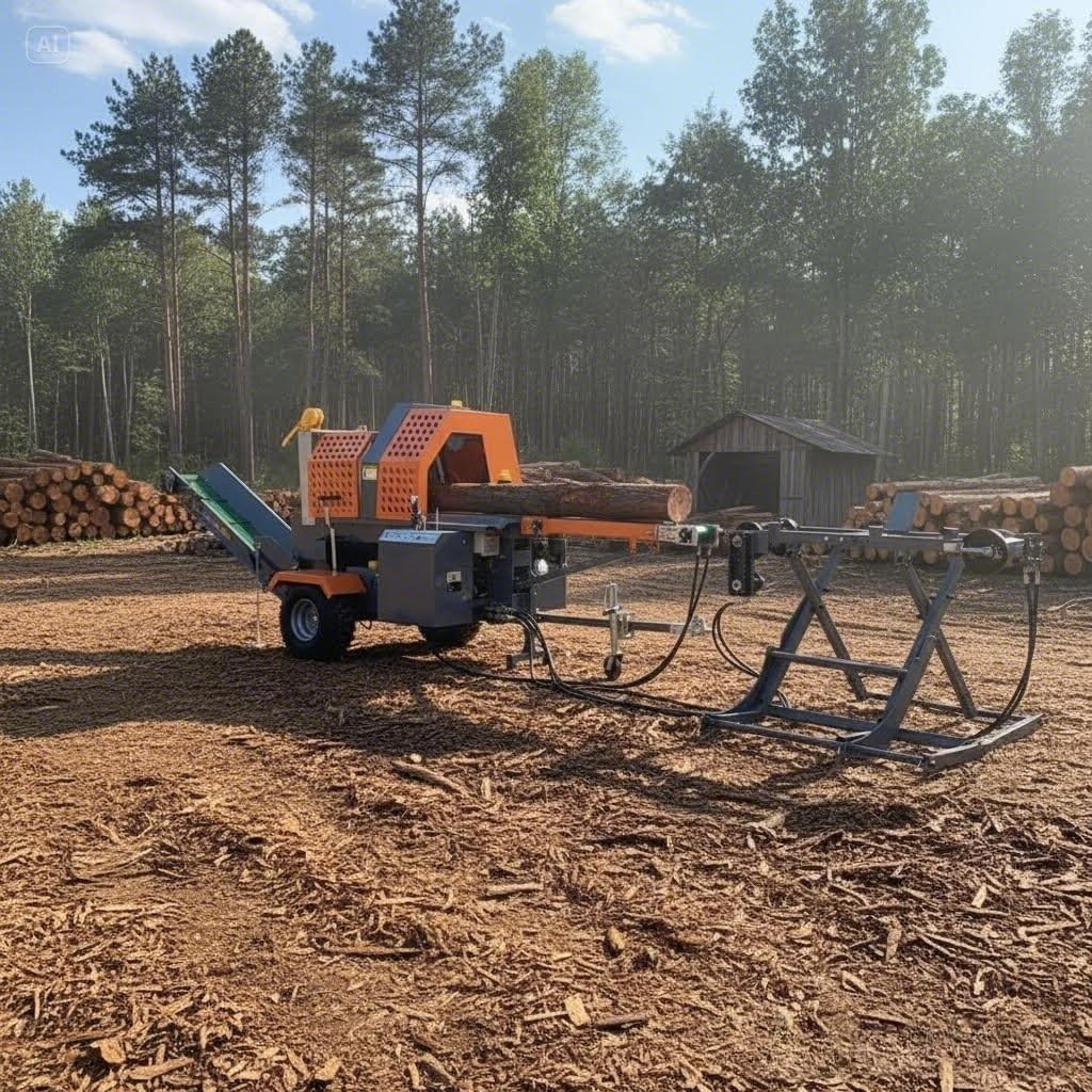 Industrial Log Splitting Equipment with Reinforced Steel Frame, Heavy-Duty Wood Splitter for Large Logs, Durable Machine for Long-Term Firewood Processing