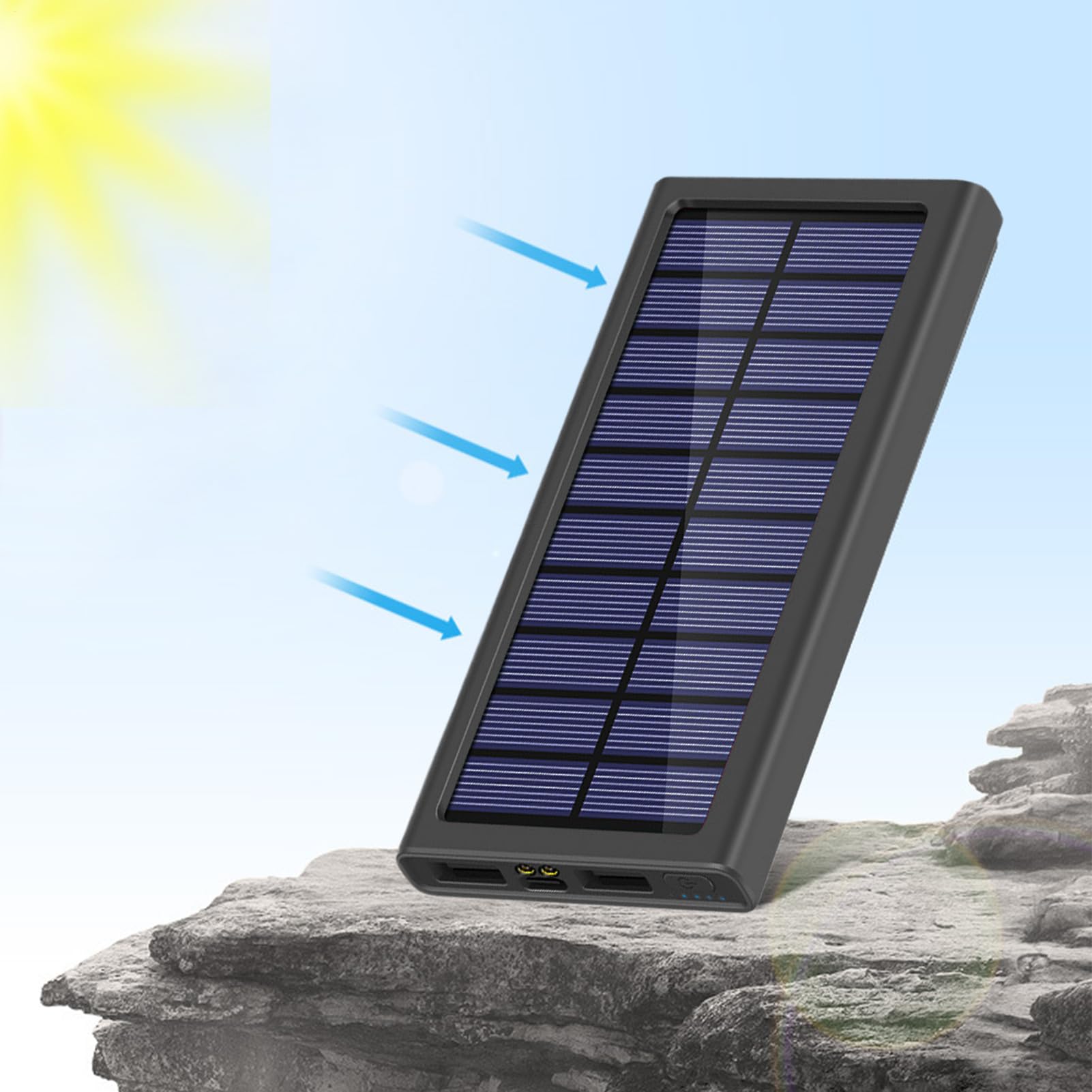 Power Bank Solare Portatile Batteria A Ricarica Rapida Portatile Da 10000