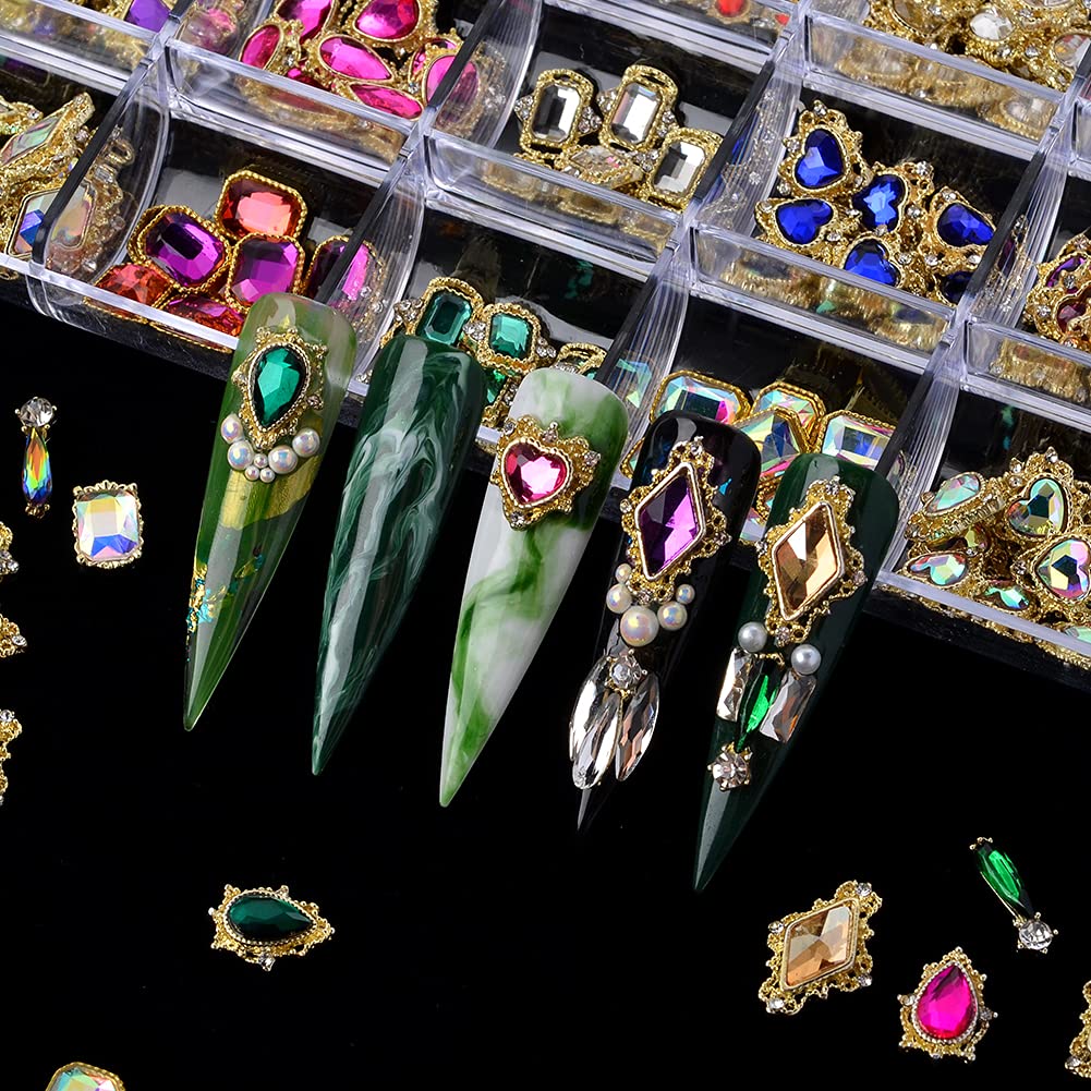 Nail Art Rhinestones Charms Kit, 240-Piece Multi-Shape Crystal Nail Decorations