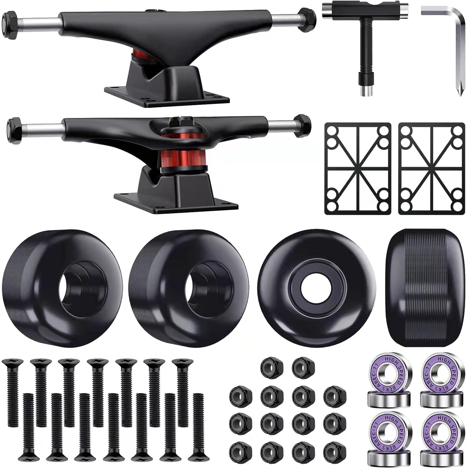 Jizmo Skateboard Trucks, Fits 7.758.25" Deck, Skateboard Wheels 52mm, Skateboard