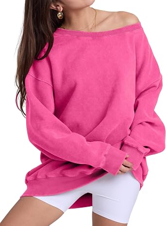 Hatant Womens Off the Shoulder Sweatshirts Oversized One Shoulder Sweatshirts for Women Fashion Hoodies Pullover Sweater Tops