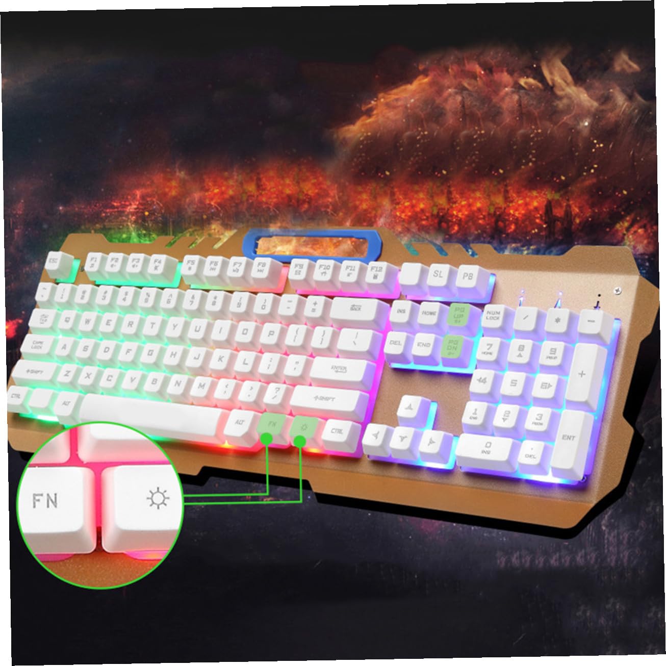 Kit con Mouse USB Tastiera Meccanica Retroilluminata per Gaming