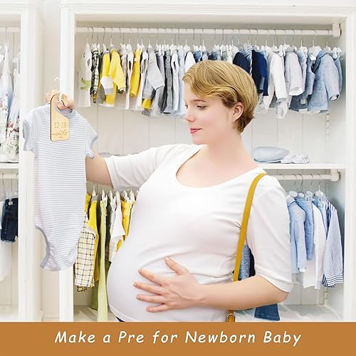 Miniatura 6 de Divisores de armario de bebé para organizador de ropa, juego de 8 hermosos organizadores de madera de doble cara para ropa de bebé de recién nacido