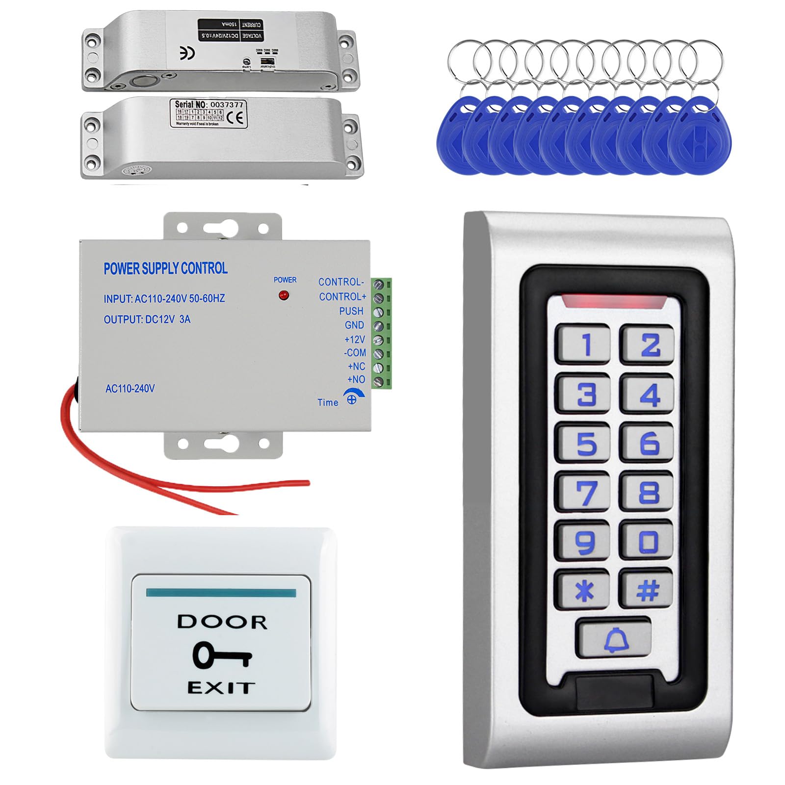 Système de contrôle d'accès avec clavier, 125 kHz, 2000 utilisateurs, étanchéité IP68 (T-S601+XXS+K80+E6+10ID)