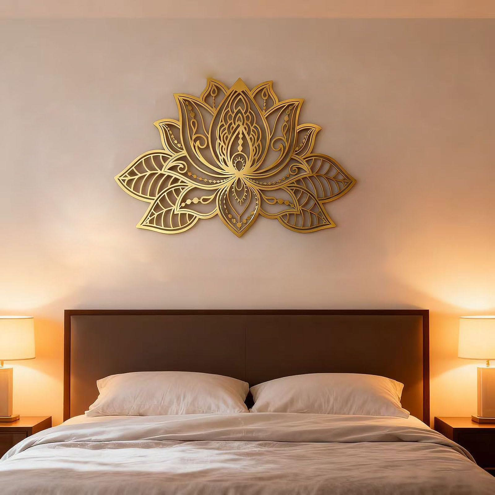 Grande Mandala da Parete in Metallo,Arte della Parete del Fiores di Loto in Metallo,Decorazione da Parete in Metallo con Mandala 3D,Decorazione per la Meditazione Yoga,per Soggiorno,Ufficio