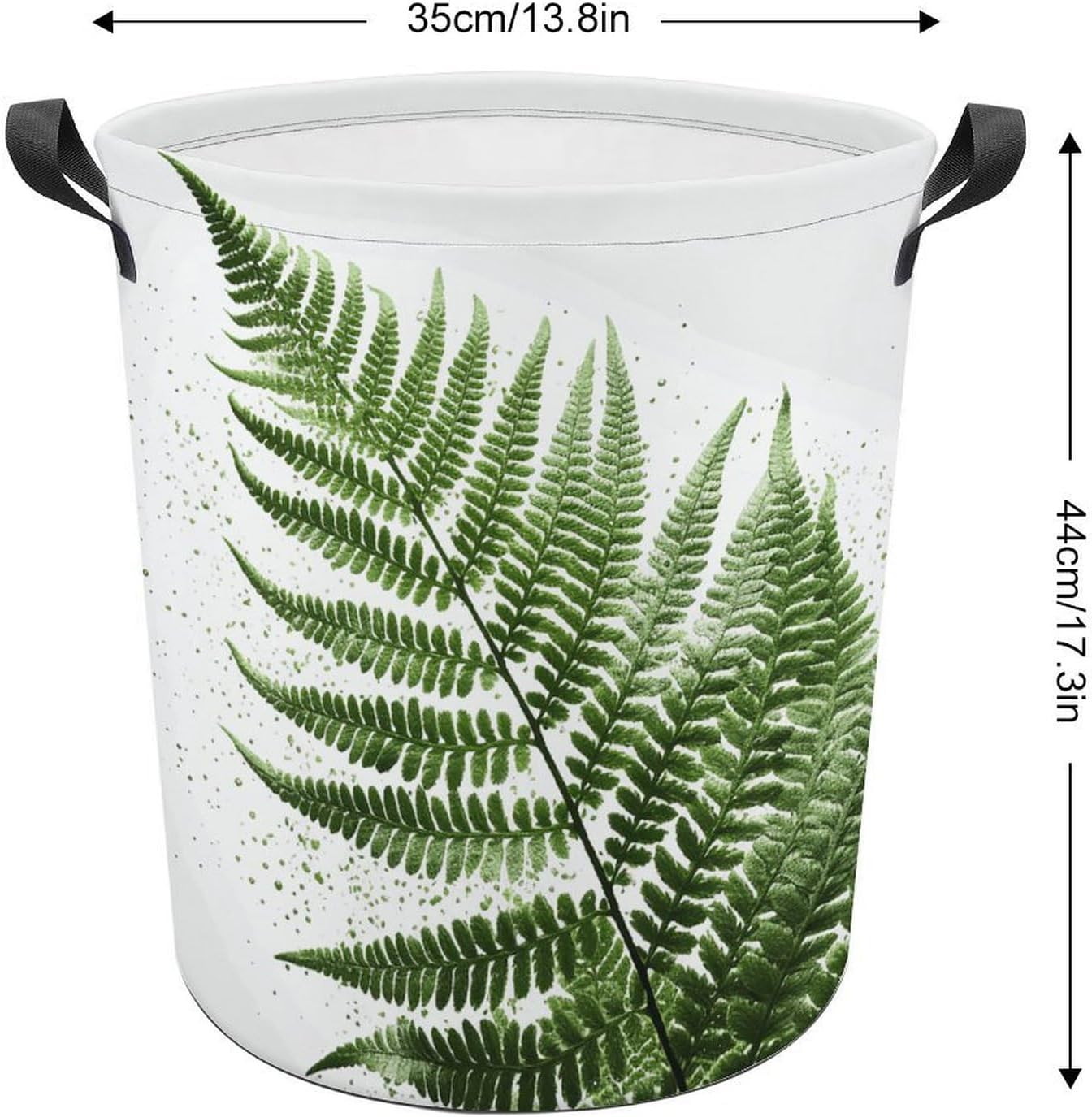 13.8 × 13.8 × 17.3 Inches Collapsible Laundry Baskets Natural Plant Silhouette Fern Leaf Printed Waterproof Laundry Hamper Foldable Dirty Clothes Storage Bin for Bathroom Bedroom Office image 2