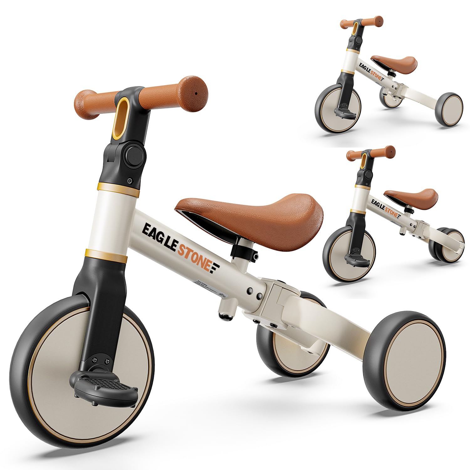 EagleStone 3-in-1 Toddler Bike, Kids Balance Bike & Ride-On Tricycle for 18 Months to 4 Years, Outdoor and Indoor Gift Bike for 1-3 Year Old, Birthday Present Toy for Boys & Girls, White