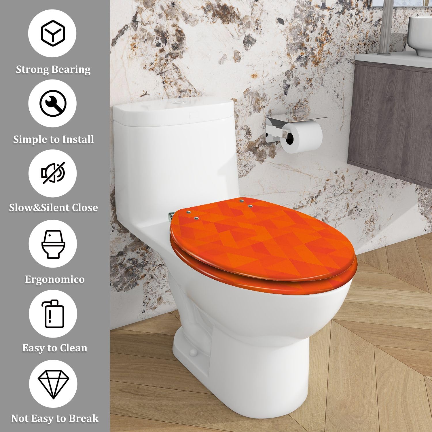 Asiento de inodoro alargado genérico para baño