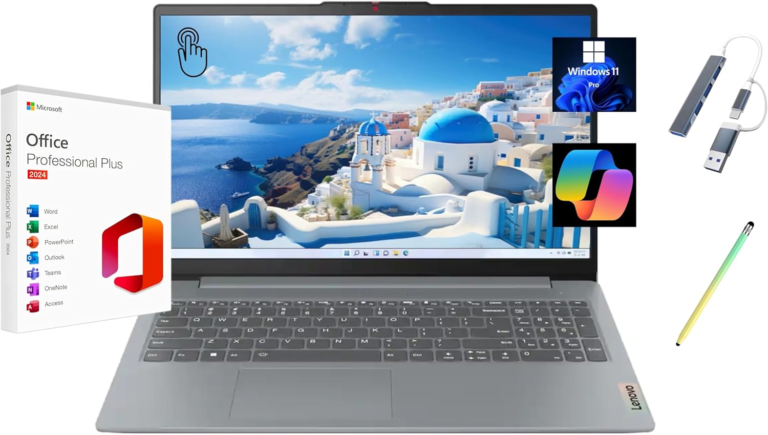 Lenovo IdeaPad 1 15" FHD Laptop | AMD Ryzen 5 7520U(Beat Intel Core i5-1155G7) | AMD Radeon Graphics | Camera | Blue | 16GB RAM DDR5 | 256GB SSD | Windows 11 S | Bundle with 64GB USB Flash Drive