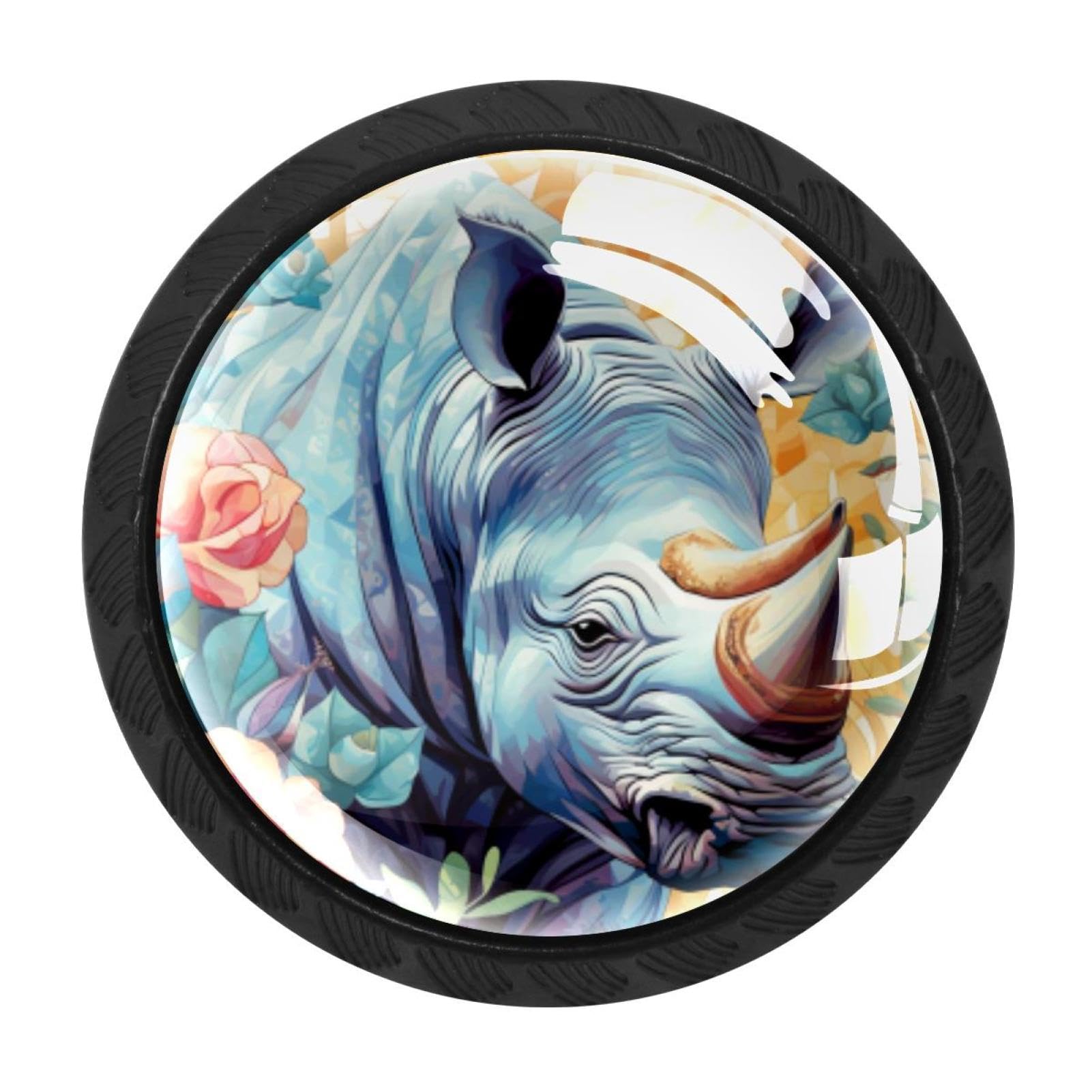 CHENZZZZ Rhinoceros Drawer Knobs Pull Handle Crystal Glass Circle Shape Cabinet Drawer Pulls Cupboard Knobs with Screws for Kitchen Cupboard Dresser Wardrobe etc
