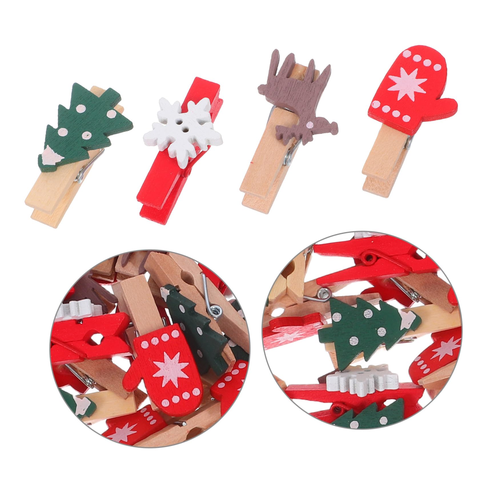 PRETYZOOM 300 Stck. Weihnachtsclip aus Holz Kleine Wäscheklammern zum Aufhängen von Fotos - Hängenden Clips für Party Fotoklammern selber Machen Weihnachtsclips Kleidernadel