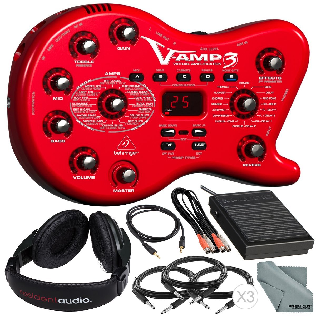 Behringer V Amp3 Guitar Amp Modeler And Multi Effects Processor Bundle W Closed Back Headphones Sustain Pedal Cables Fibertique Cloth Buy Online In Bermuda At Desertcart
