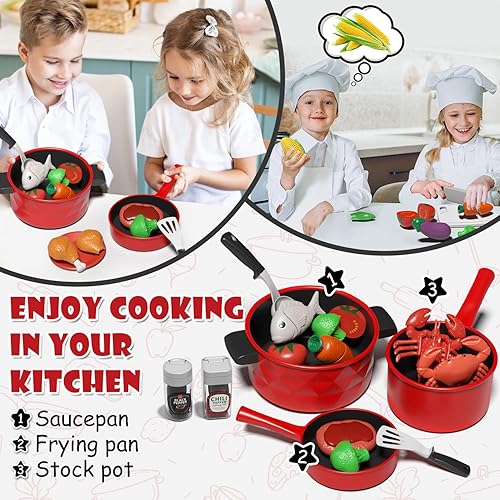 Miniatura 2 de Lehoo Castle Juego de accesorios de cocina, juegos de ollas y sartenes para la cocina de los niños, juegos de comida para niños, juego de cocina