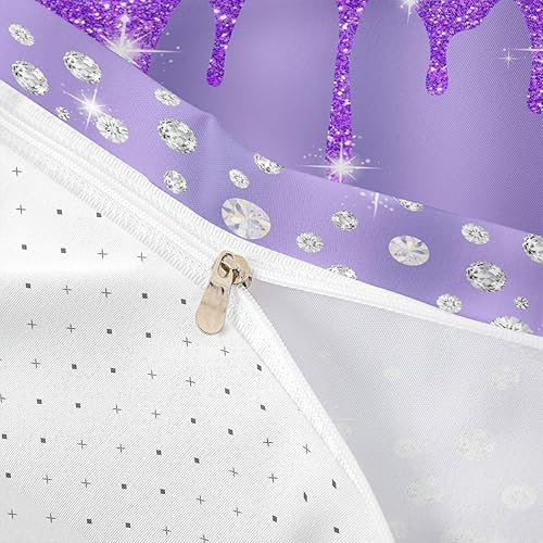 Miniatura 6 de Feelyou Juego de ropa de cama con estampado plateado con purpurina (sin purpurina), decoración de fiesta, funda de edredón morada para niñas, funda