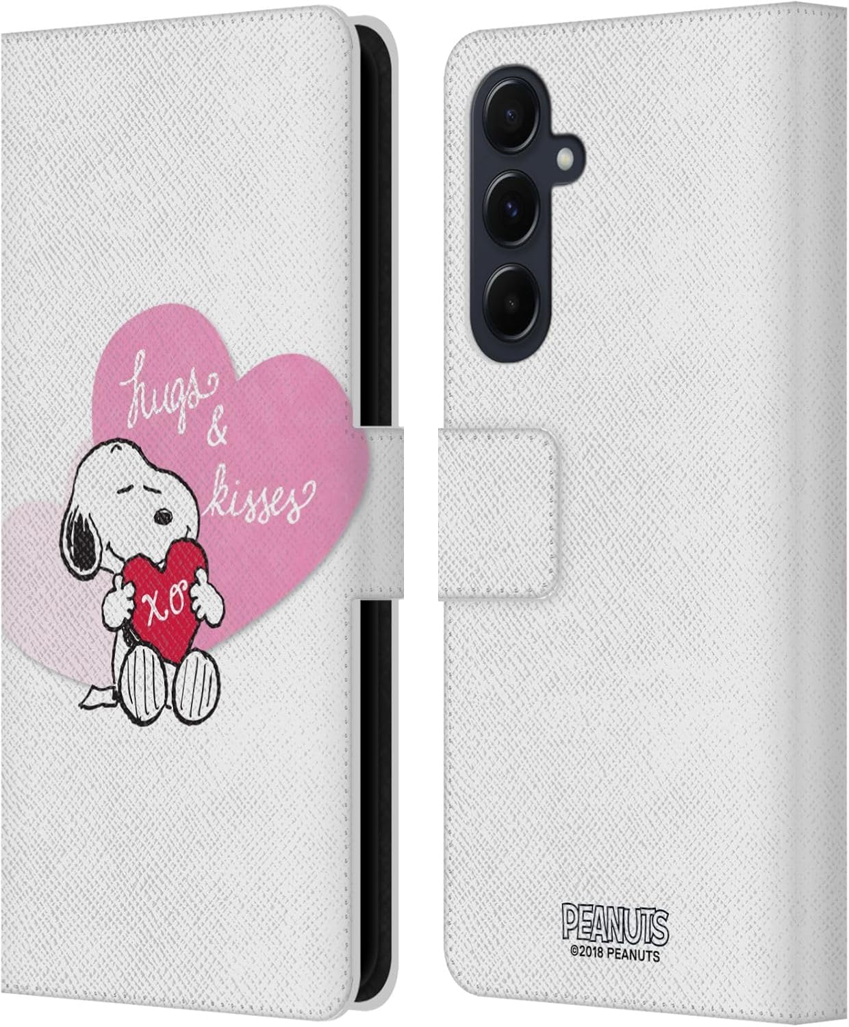 Head Case Designs Officially Licensed Peanuts Snoopy Hugs and Kisses Sealed with A Kiss Leather Wallet Case Compatible with Samsung Galaxy A55 5G
