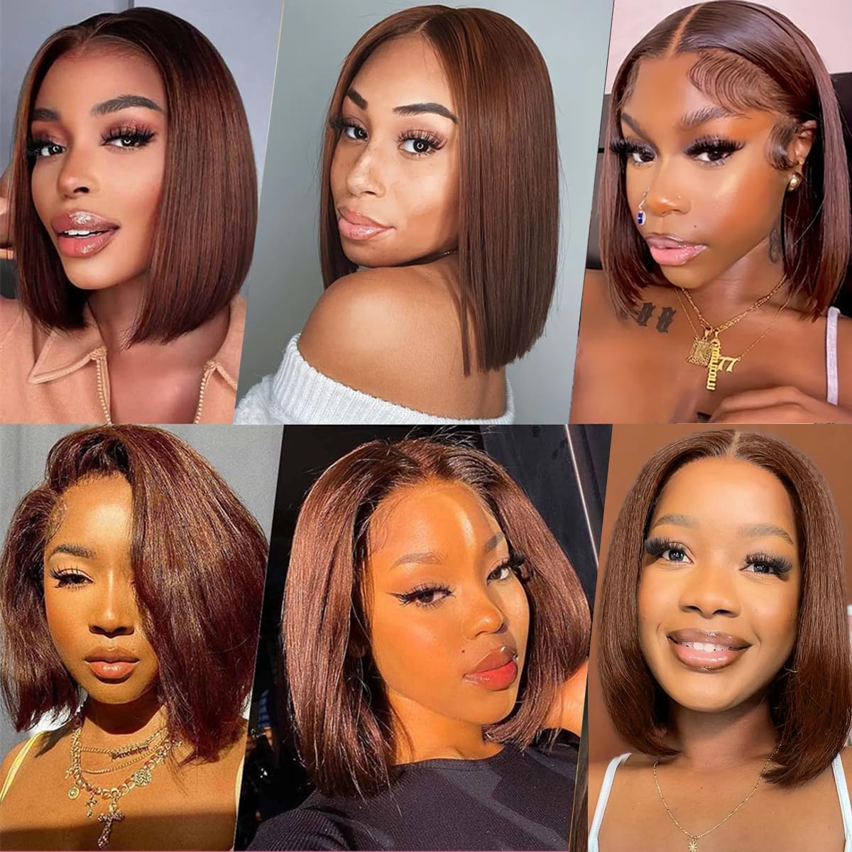 Parrucca Donna Naturale Brasiliana 13x4 Lace Front Bob Parrucca Capelli Umani Brasiliani Lisci Capelli Vergini Bob Liscio Lace Front Wig Marrone Cioccolato 20 cm