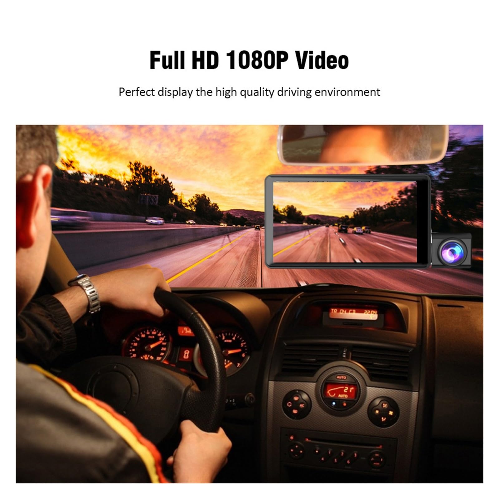 Przód kamery samochodowej Kamera do deski rozdzielczej samochodu 1080P przednia kabina i tylna kamera samochodowa; Wideorejestrator Night Vision G-Sensor Nagrywanie w pętli 24h Monitor parkowania Łatw