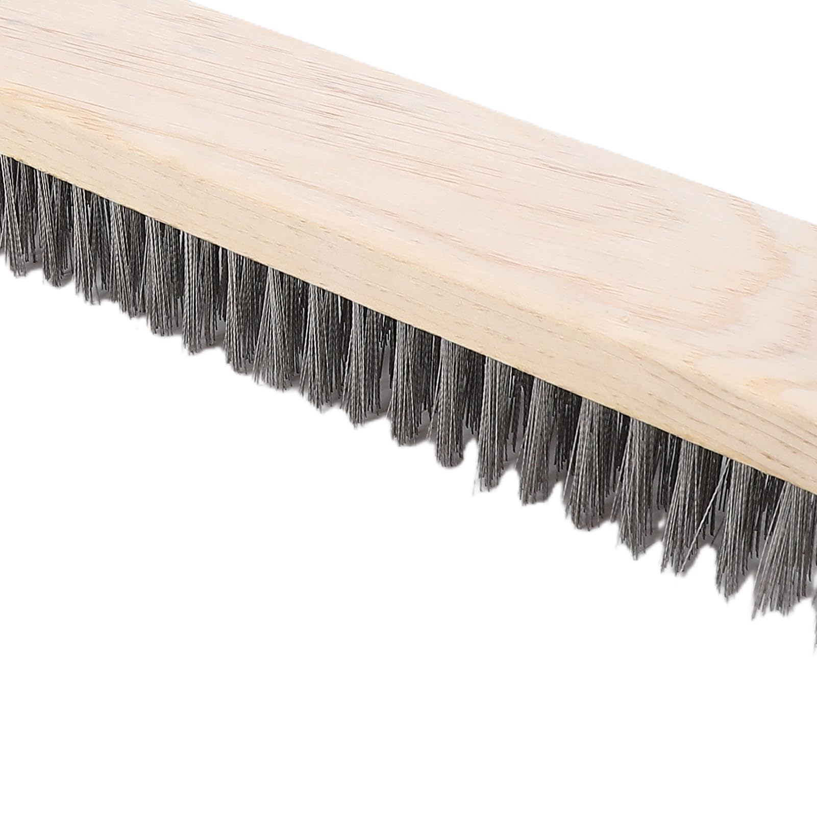 Eujgoov Szczotka do Szorowania Podłóg ze Stali Nierdzewnej 60 Cm, Wytrzymała Szczotka Druciana do Podjazdów, Tarasów, Betonu, Pokładów, Garaży, z Długim Trzonkiem z Sosnowym Uchwytem,
