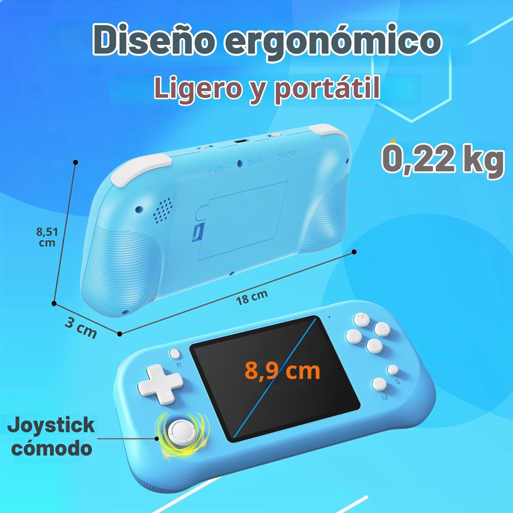 Consola de Juegos Portátil para Niños con Construido en 220 Classic Video Juegos Sistema 3.0" LCD Cumpleaños (Azul