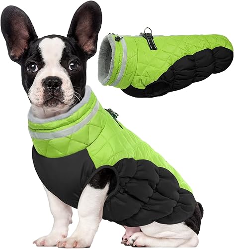 Lelepet Abrigo cálido para perro, abrigo de invierno para perro, chaqueta impermeable para perros con arnés integrado reflectante para mascotas,