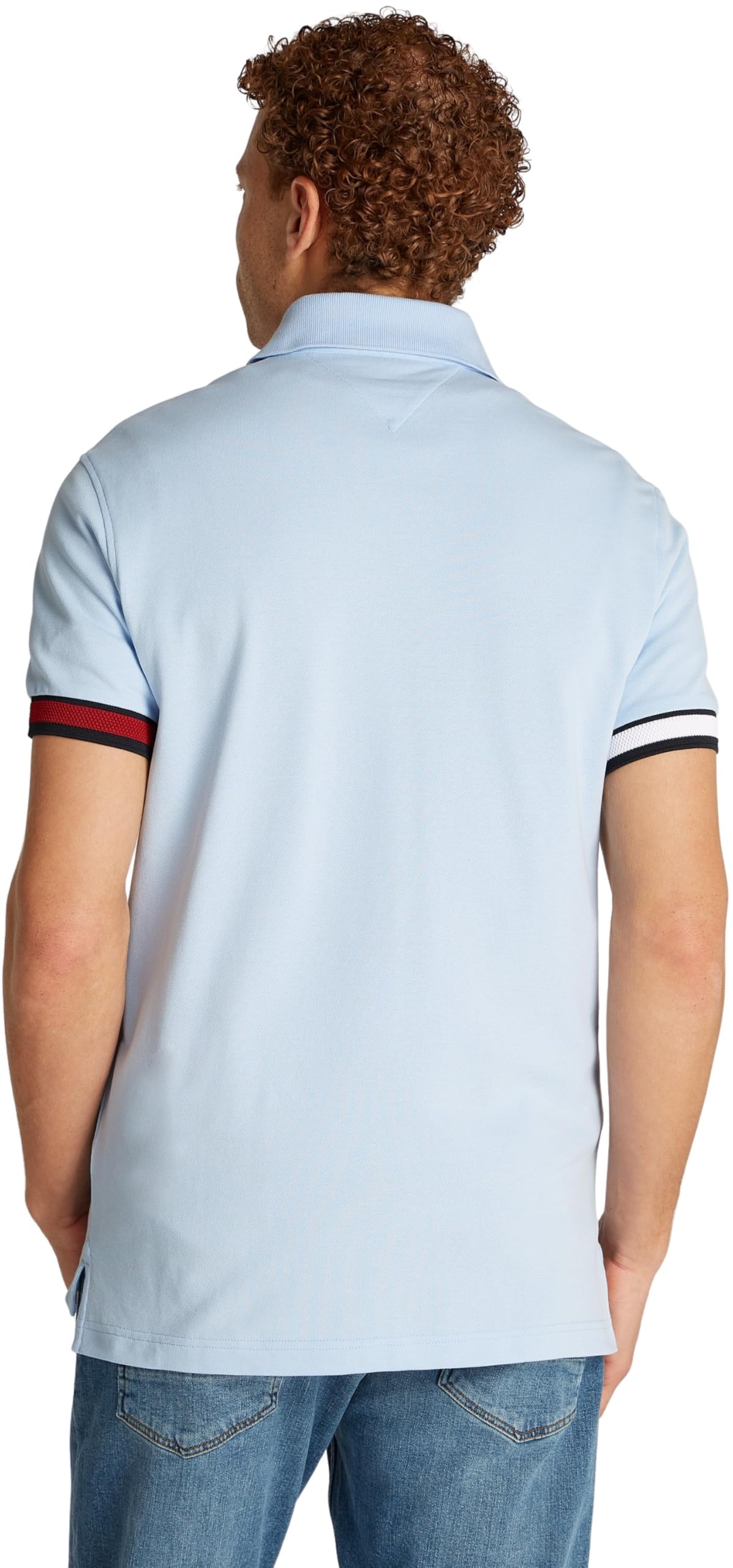 Tommy Hilfiger Uomo Maglietta Polo Maniche Corte Flag Cuff Slim Fit