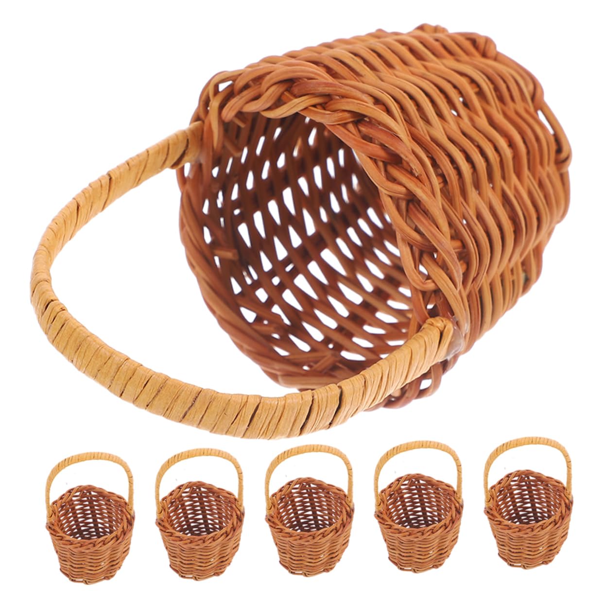 Alipis 30 Piezas Cesta Pequeña Mini Cestas Mini Adorno Decoraciones De s En Atura Accesorios para Casa De Simulación Artesanal Pequeña Tejida Rota