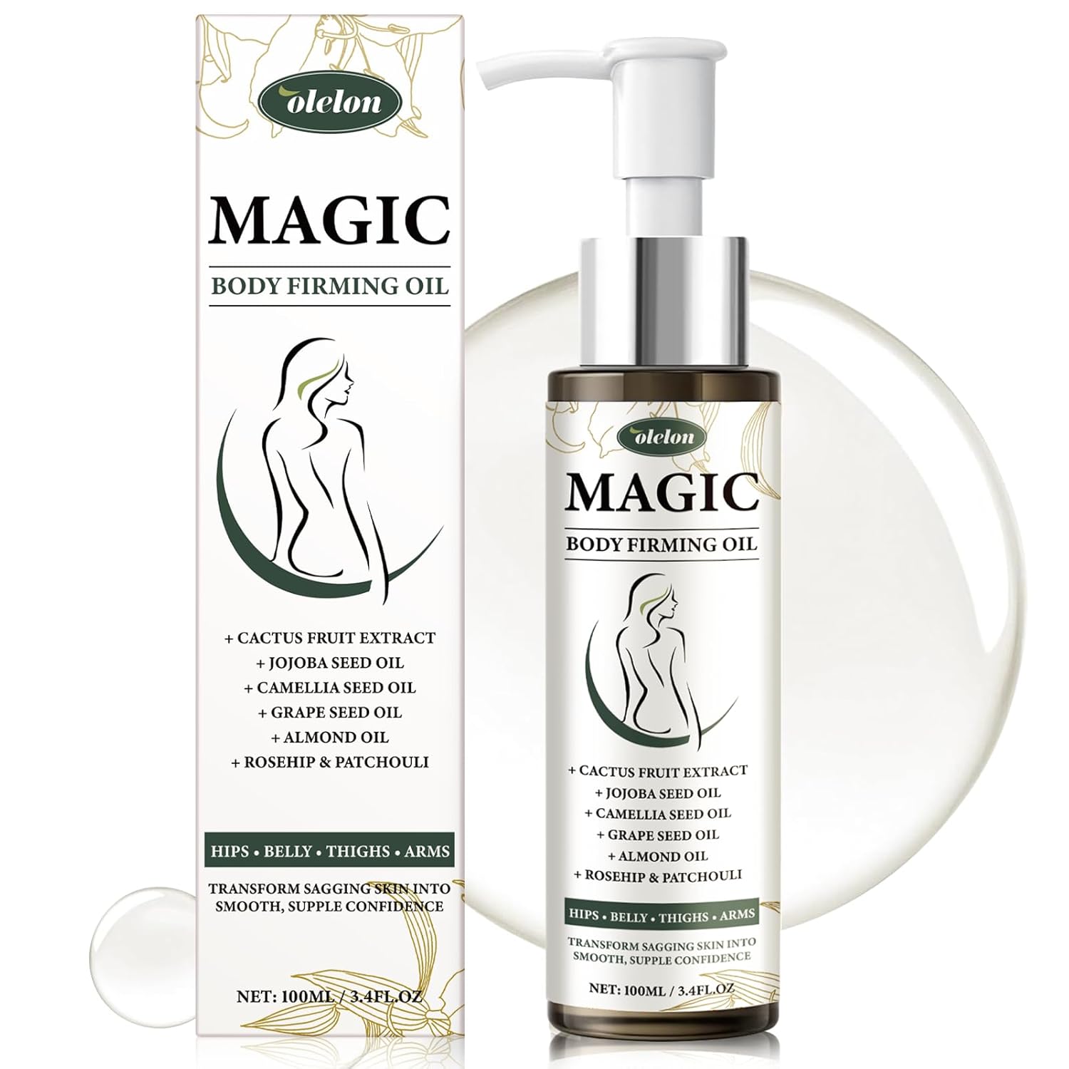 Magic Body Firming Oil, 100% Natural with Jojoba Oil and Grape Seed oil,Korean Women Care for Hydrating & Nourishing Dry Skin, Suitable Full Body Care