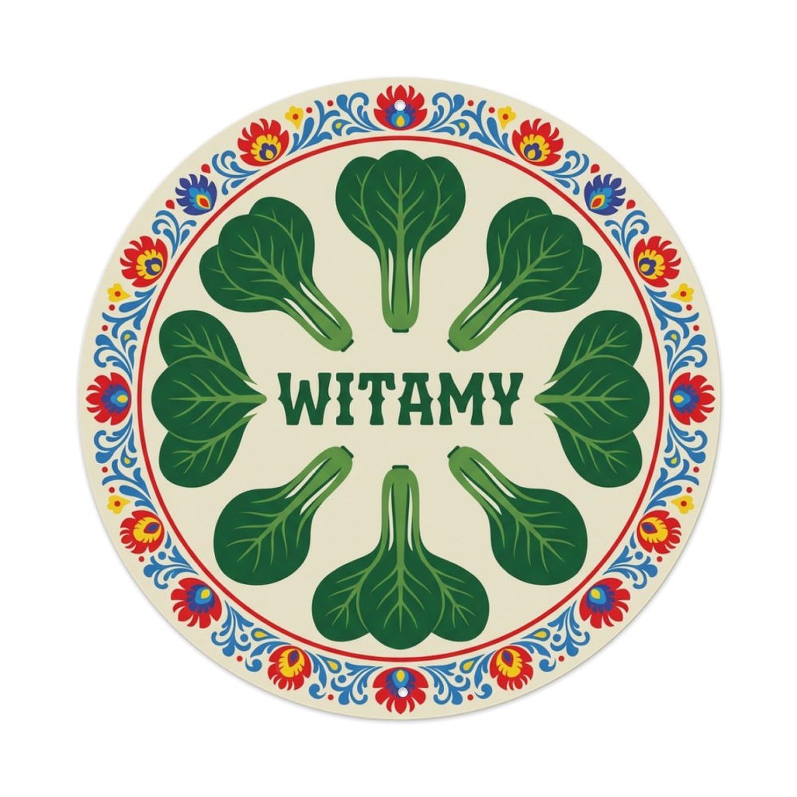 Fyrn Style Metal Tin Sign Vintage Polish Folk Art Witamy Welcome Komatsuna
