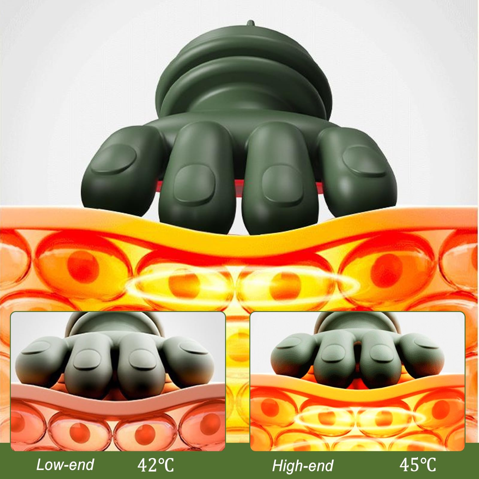 Masseur Cervical à Main Bionique, 4D Massage Cervicales et Cou avec 3 Réglages de Massage & 2 Réglages de Chaleur, Appareil de Massage Cervical Chauffant pour Soulage Douleurs et Fatigue (Vert)